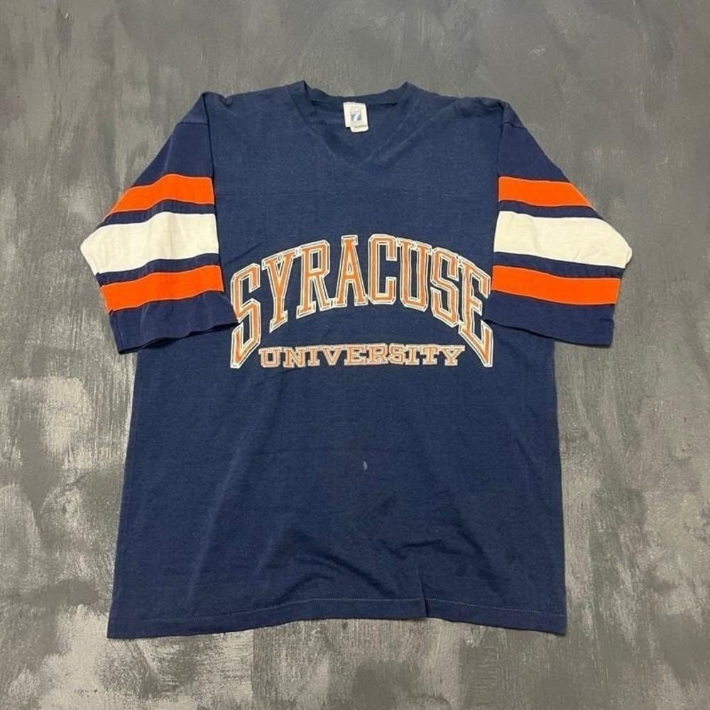 Vintage Syracuse University Shirt Mens XL Blue 1980s Logo 7‎